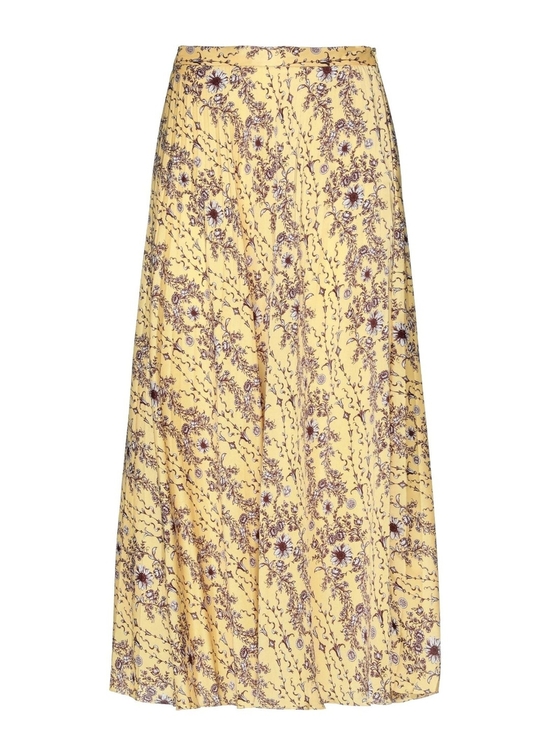 Sandro Dresses & Skirts - Sandro Paris Women's Yellow/Brown Lilou Floral Print Pleated Midi Skirt Size 0
